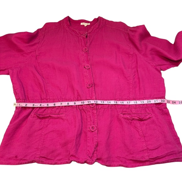 Eileen Fisher Woman | Pink Linen Cinch Waist Jacket Size 3X - Picture 12 of 13